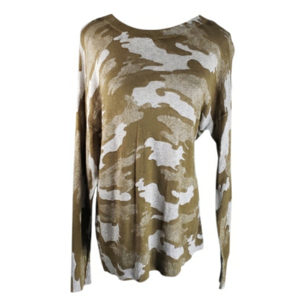 Caslon Lightweight Crewneck Vintage Olive Camo Sweater Top New Nordstrom Fall S
